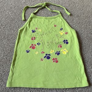 Vintage Y2K Gap Green Floral Jeweled “Sweet Flowers” Halter Top Girls Large